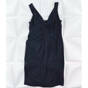 David Meister Sz 6 Black Twisted V Neck Dress Sleeveless Ruched Shift Sheath s